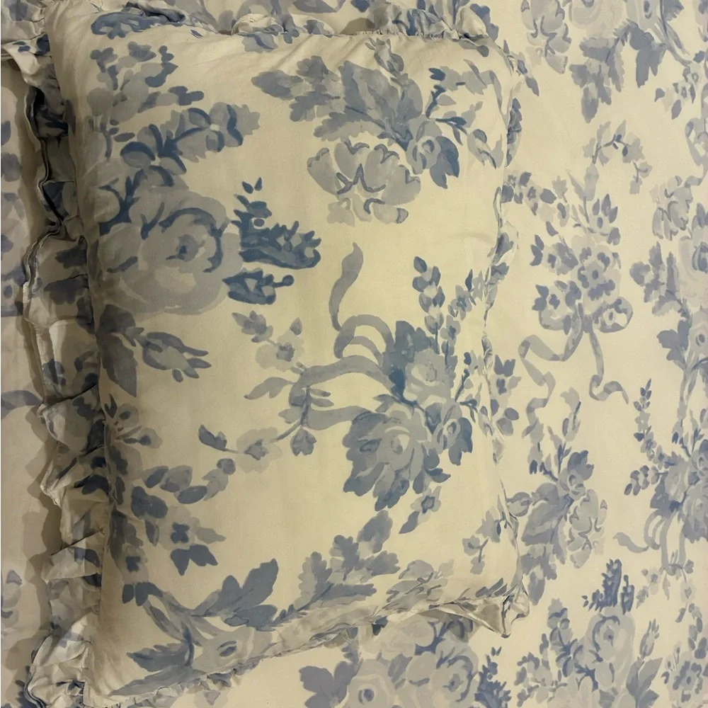 Love Shack Fancy x Pottery Barn Blue Floral Cotton Duvet Cover Set